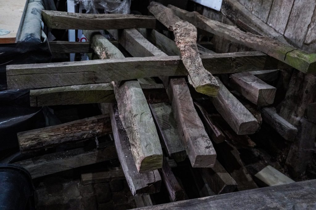 Oak Timbers collected and stored.