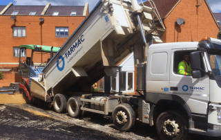 Picture of a Tarmac truck working in Newhall.
